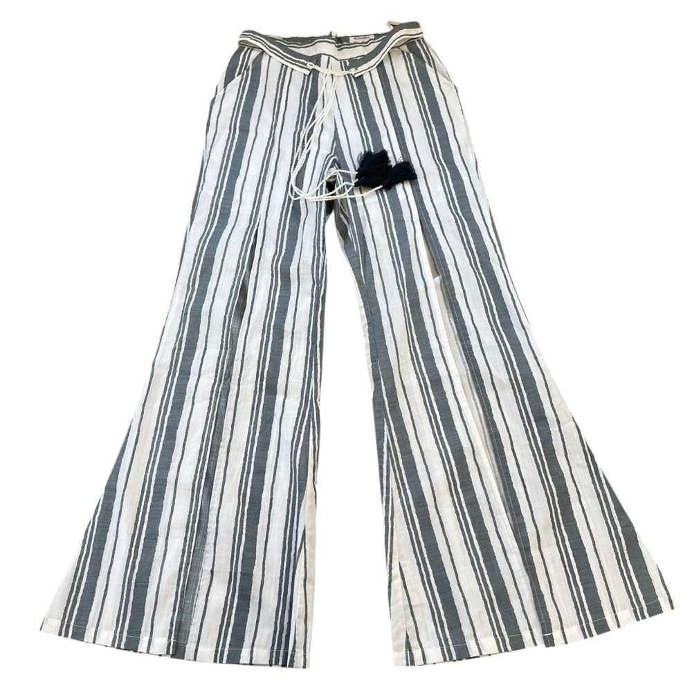 Runaway Striped Linen Blend Flare Pants. Size 8